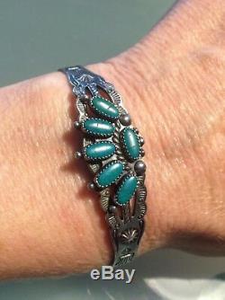 Early Navajo Native American Turquoise Thunderbird Sterling Silver Bracelet