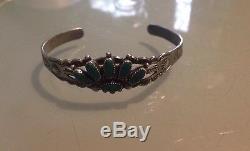 Early Navajo Native American Turquoise Thunderbird Sterling Silver Bracelet