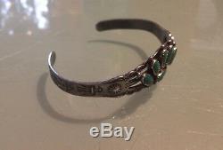 Early Navajo Native American Turquoise Thunderbird Sterling Silver Bracelet