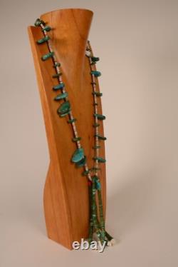 Early Navajo Navajo Turquoise Tab Necklace Jaclas Circa 1930-1950 25 + 5.5