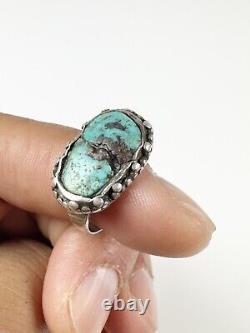 Early Navajo Old Pawn Native American Sterling Silver. 925 Turquoise Ring