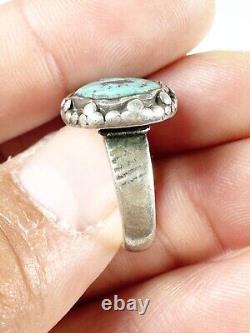 Early Navajo Old Pawn Native American Sterling Silver. 925 Turquoise Ring
