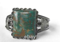 Early Navajo Old Pawn Sterling Kings Manassa Green Turquoise Cuff Bracelet 62 gr