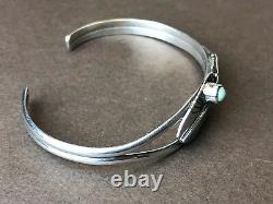 Early Navajo Ruth Ann Begay Feather Cuff Bracelet in Sterling Silver