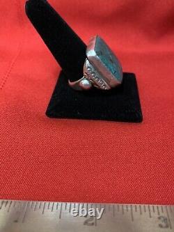 Early Navajo Silver and Turquoise RingLargeCracked Stone