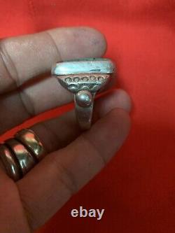 Early Navajo Silver and Turquoise RingLargeCracked Stone