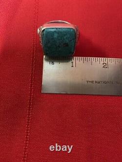 Early Navajo Silver and Turquoise RingLargeCracked Stone