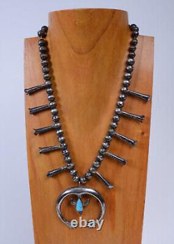 Early Navajo Squash Blossom Necklace