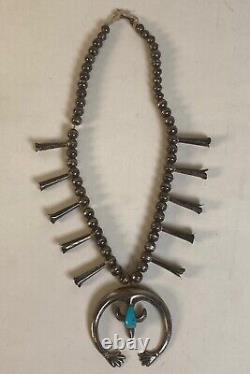 Early Navajo Squash Blossom Necklace