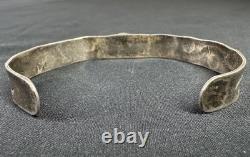 Early Navajo Stamped Sterling And Turquoise Cuff Bracelet Large Size Unisex