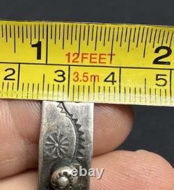 Early Navajo Stamped Sterling And Turquoise Cuff Bracelet Large Size Unisex