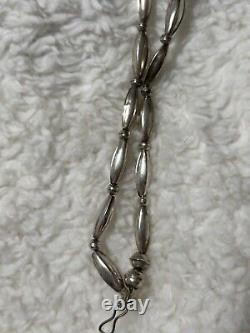 Early Navajo Sterling Pearl handmade Bead Necklace