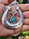Early Navajo Sterling Silver Turquoise Arther J Williams Pendant Signed Ajw