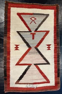 Early Navajo Textile Tapestry Rug Wall Hanging Estate Authentic Hand Crafted