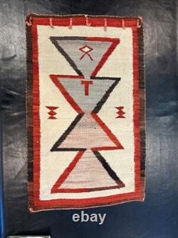 Early Navajo Textile Tapestry Rug Wall Hanging Estate Authentic Hand Crafted