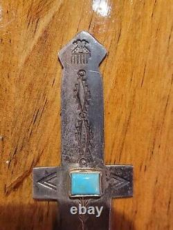 Early Navajo Turquoise Letter Opener Great Detail