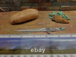 Early Navajo Turquoise Letter Opener Thunderbird Whirling Log Sterling Old Pawn