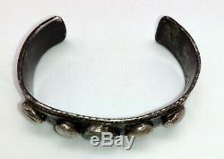 Early Navajo ingot silver bracelet, crude, natural turquoise, great