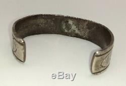 Early Navajo ingot silver bracelet, crude, natural turquoise, great