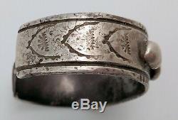 Early Navajo ingot silver bracelet, crude, natural turquoise, great