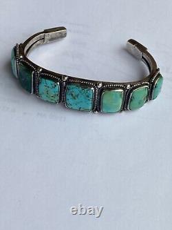 Early Navajo row bracelet ingot natural turquoise
