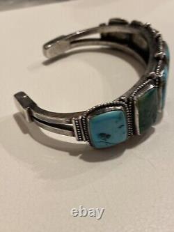 Early Navajo row bracelet ingot natural turquoise