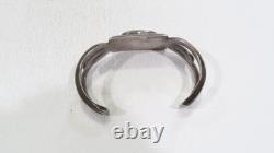 Early Navajo wide sandcast royston turquoise 925 sterling cuff bracelet sz 6-6.5