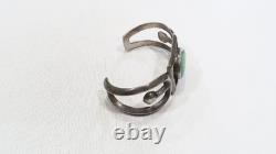 Early Navajo wide sandcast royston turquoise 925 sterling cuff bracelet sz 6-6.5