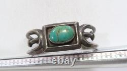 Early Navajo wide sandcast royston turquoise 925 sterling cuff bracelet sz 6-6.5