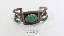 Early Navajo wide sandcast royston turquoise 925 sterling cuff bracelet sz 6-6.5