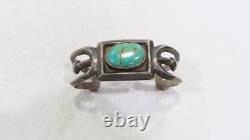 Early Navajo wide sandcast royston turquoise 925 sterling cuff bracelet sz 6-6.5