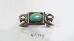 Early Navajo wide sandcast royston turquoise 925 sterling cuff bracelet sz 6-6.5