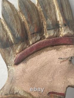 Early New England Folk Art Native American Indian Chief Canoe Whirligig