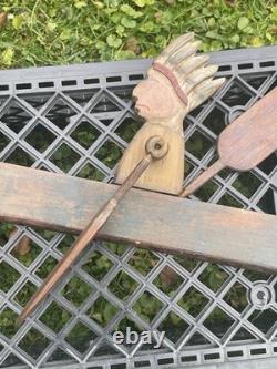 Early New England Folk Art Native American Indian Chief Canoe Whirligig