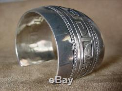 Early Old Pawn Classic Hopi Native American Sterling Silver Wave Cuff Bracelet