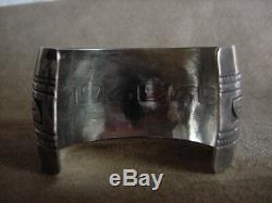 Early Old Pawn Classic Hopi Native American Sterling Silver Wave Cuff Bracelet