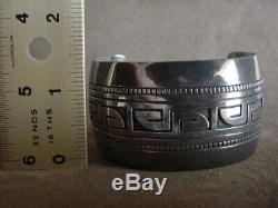 Early Old Pawn Classic Hopi Native American Sterling Silver Wave Cuff Bracelet