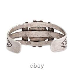 Early Old Pawn Coin Silver Petrified Wood Ingot Pour Cuff Bracelet 6.25