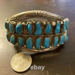 Early Old Pawn LG Navajo Double Row Traditional Turquoise Nugget Cuff Bracelet