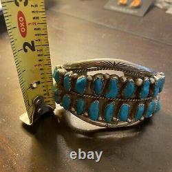 Early Old Pawn LG Navajo Double Row Traditional Turquoise Nugget Cuff Bracelet