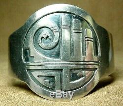 Early Old Pawn Museum Classic Hopi Native American Sterling Silver Cuff Bracelet