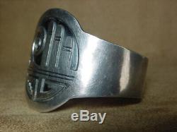 Early Old Pawn Museum Classic Hopi Native American Sterling Silver Cuff Bracelet