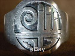 Early Old Pawn Museum Classic Hopi Native American Sterling Silver Cuff Bracelet