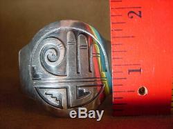 Early Old Pawn Museum Classic Hopi Native American Sterling Silver Cuff Bracelet