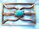 Early Old Pawn Sterling Native American Navajo Turquoise Belt Buckle 3 7/8 Long