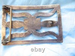 Early Old Pawn Sterling Native American Navajo Turquoise Belt Buckle 3 7/8 Long