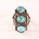 Early Old Pawn Sterling Silver Blue Turquoise Stop Light Ring Size 3.75