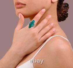 Early Old Pawn Sterling Silver Green Turquoise Stamped Rain Drops Ring Size 5
