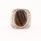 Early Old Pawn Sterling Silver Petrified Wood Stamped Sides Signet Ring 9.75