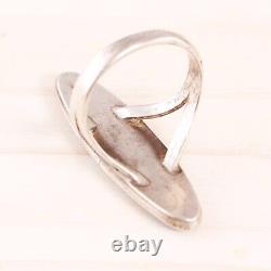 Early Old Pawn Zuni Sterling Blue Turquoise Fish Scale Inlay Ring Size 8.75